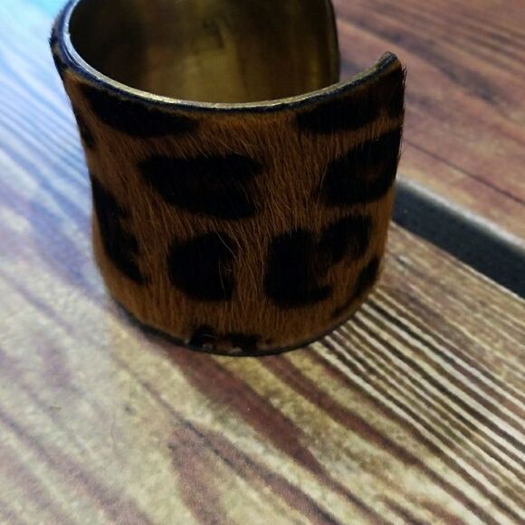 Rustic Cuff Bracelet Hairon Bohon Western Leopard Adjustable Vintage - Picture 5 of 10